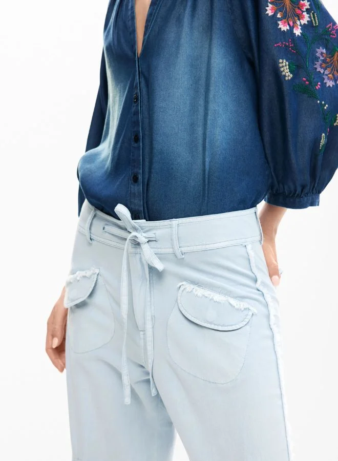 DESIGUAL Blue Cargo pants with pockets for Women | Best Price UAE